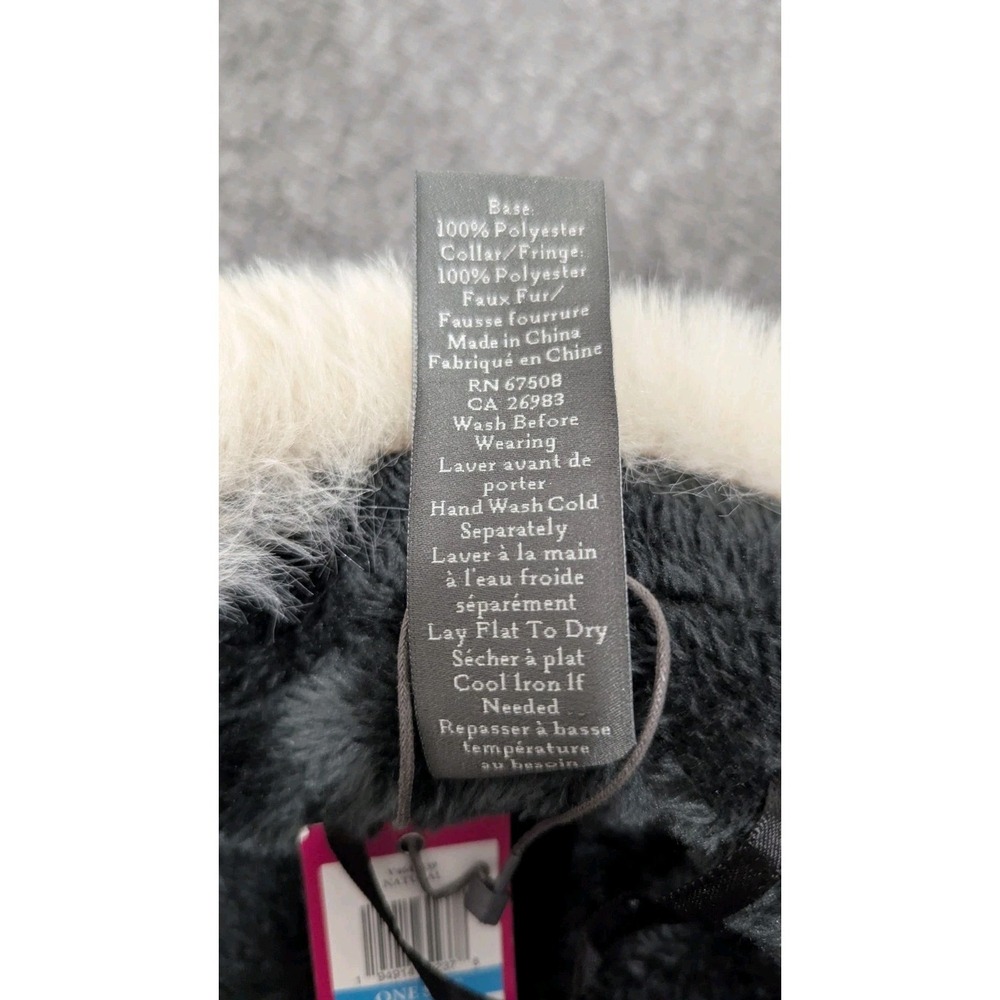 Vince Camuto Poncho Womens OSFA Black Cream Faux Fur Toggle Old Money Luxury - Picture 13 of 14